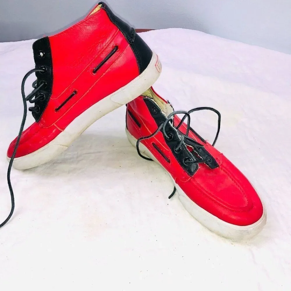 Polo Ralph Lauren Mens 8 Shoes Red Navy Blue Sander Chukka Leather Casual